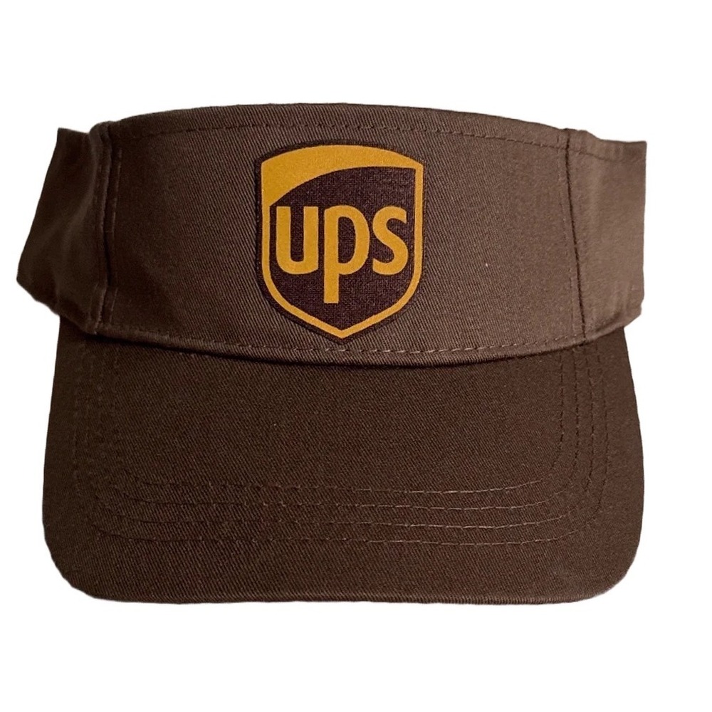 UPS Brown Uniform Visor Hat Reflective Strap Adjustable Shield Logo Sweatband